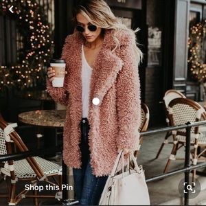 Blush Pink Faux Fur Coat